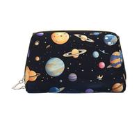 Saturn Jupiter Earth Makeup Bag: Small Travel Cosmetic Bag with Zipper, Portable Toiletry Pouch for Brushes