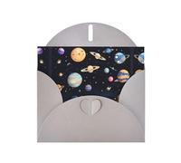Saturn Jupiter Earth patterns Gray Pearlescent Paper Holiday Cards 6x4 Inches - With Envelopes for Birthdays, Weddings, and Condolences