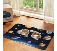 Saturn Jupiter Earth Pet Absorbent Leather Placemat 30x45cm Beautiful Design Cat and Dog Bowl Mat Portable Storage