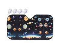 Saturn Jupiter Earth Print Car Windshield Sun Shade, Vehicle Front Window Shield Cover Sun Visor Protection