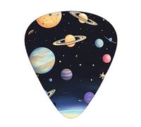 Saturn jupiter earth the 12-piece guitar picks include three picks: thin, medium and heavy. suitable for electric, acoustic and bass guitars of all strengths