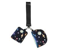 Saturn Jupiter Earth Wristlet Keychain Wallet For Women-Small Wrist Bag For Keys Cards, 2 Pack Zip Pouch For Running Gym Travel, Outdoor Sports