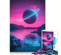 Saturn-like Planet in Pink Sky 1000 Piece Jigsaw Puzzles for Teenagers Jigsaw Recall Build Easy Leisure Neat Cut Santa Wish Gift (38x52cm)
