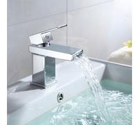 Saturn Modern Design Cloakroom Basin Sink Square Waterfall Mono Mixer Tap Nes Home Silver One Size