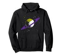 Saturn Non Binary Flag Agedner Astronomer Gift Non Binary Pullover Hoodie