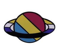 Saturn Planet Pansexual They Them Pronouns Non Binary Nonbinary Gender Neutral Flag Colors LGBTQ 1.4" Enamel Pin Badge by Pinstant, 1.4 Inches wide, Enamel, enamel