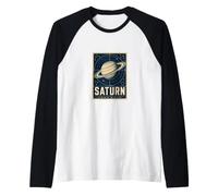 Saturn Ringed Planet Space Astronomy Poster Raglan Baseball Tee