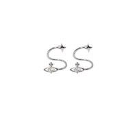 Saturn Swirl Conch Earrings for Women,Silver Y2k Star Earring Unique Planet Helix Earring Cubic Zirconium Dainty Earrings Jewelry Gifts for Women, S, Metal, No Gemstone