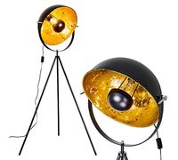 Saturn Vintage Floor Lamp with Metal Gold/Black Shade, 43cm Diameter, Adjustable Retro Design