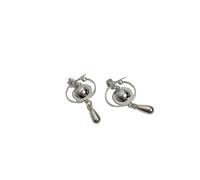 Saturn Water Drop Pendant Earrings, Silver Tone Dangle Earrings with Ball and Teardrop Design