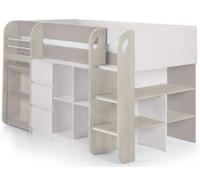 Saturn White and Taupe Midsleeper Bed