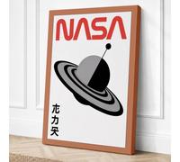 Saturn with NASA Logo Retro Canvas Wall Art Print 18x12 Inch (46 x 30 cm)