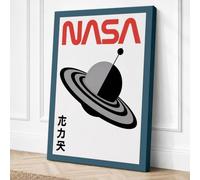 Saturn with NASA Logo Retro Canvas Wall Art Print 24x16 Inch (61 x 41 cm)