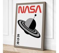 Saturn with NASA Logo Retro Canvas Wall Art Print 30x20 Inch (76 x 51 cm)