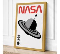 Saturn with NASA Logo Retro Canvas Wall Art Print 30x20 Inch (76 x 51 cm)