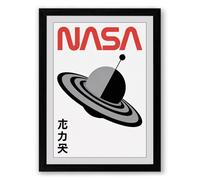 Saturn with NASA Logo Retro Framed Wall Art Print A1 (84.1×59.4cm) Black, Wall Decor for Living Room, Bedroom, Office & Home, Ready to Hang, Art Gift