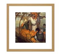 Saturnino Herran The Offering Painting 8X8 Inch Square Wooden Framed Wall Art Print Picture with Mount Artery8 Light Oak One Size