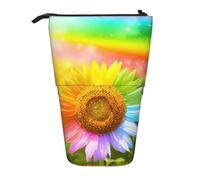 SATUSA 3D Colorful Sunflower Print Pencil Case,Telescopic Pen Pouch,Portable Pencil Holder,Storage Cosmetic Bag