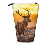 SATUSA Antler Red Deer Print Pencil Case,Telescopic Pen Pouch,Portable Pencil Holder,Storage Cosmetic Bag