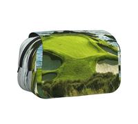 SATUSA Beach Golf Course Print Pencil Case Large Capacity Pen Pouch Pencil Bag with 2 Compartments Pen Holder Organizer Stationery Bag