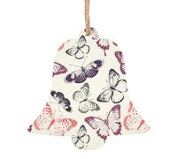 SATUSA Beautiful Color Butterfly Print Personalised Wooden 1st Xmas Tree Decoration Hanging Ornament Keepsake Gifts Decorations,Christmas Atmosphere Pendant(6pcs)