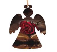 SATUSA Beautiful Flower Butterfly Roses Print Personalised Wooden 1st Xmas Tree Decoration Hanging Ornament Keepsake Gifts Decorations,Christmas Atmosphere Pendant(6pcs)