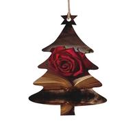 SATUSA Beautiful Flower Butterfly Roses Print Personalised Wooden 1st Xmas Tree Decoration Hanging Ornament Keepsake Gifts Decorations,Christmas Atmosphere Pendant(6pcs)