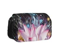 SATUSA Beautiful Magic Lotus Flower Print Pencil Case Large Capacity Pen Pouch Pencil Bag with 2 Compartments Pen Holder Organizer Stationery Bag