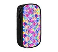 SATUSA Beautiful Rainbow Colors Mermaid Print Pencil Case Coin Key Card Bag Purse Large Pen Pouch for Kids Boys School Office