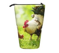 SATUSA Beautiful Rooster Hen Print Pencil Case,Telescopic Pen Pouch,Portable Pencil Holder,Storage Cosmetic Bag