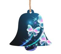 SATUSA Beautiful Three Butterfly Print Personalised Wooden 1st Xmas Tree Decoration Hanging Ornament Keepsake Gifts Decorations,Christmas Atmosphere Pendant(6pcs)