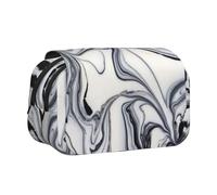 SATUSA Black and White Paint Mixed Print Pencil Case Large Capacity Pen Pouch Pencil Bag with 2 Compartments Pen Holder Organizer Stationery Bag