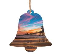 SATUSA Blue Dusk Gold Sunset Print Personalised Wooden 1st Xmas Tree Decoration Hanging Ornament Keepsake Gifts Decorations,Christmas Atmosphere Pendant(6pcs)