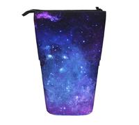 SATUSA Blue Galaxy Print Pencil Case,Telescopic Pen Pouch,Portable Pencil Holder,Storage Cosmetic Bag