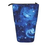 SATUSA Blue Universe Space Galaxy Print Pencil Case,Telescopic Pen Pouch,Portable Pencil Holder,Storage Cosmetic Bag