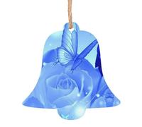 SATUSA Butterflies On Roses Print Personalised Wooden 1st Xmas Tree Decoration Hanging Ornament Keepsake Gifts Decorations,Christmas Atmosphere Pendant(6pcs)