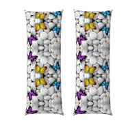 SATUSA Colorful Butterflies Stone Print Body Pillow Cover 20x60 In Body Pillow Case Long Pillowcase With Zipper