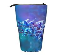SATUSA Colorful Orchids Flower Print Pencil Case,Telescopic Pen Pouch,Portable Pencil Holder,Storage Cosmetic Bag