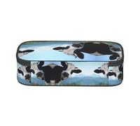 SATUSA Cute Cow Print High-Capacity Layered Pencil Case - Versatile, Durable, and Compact Oxford Fabric Stationery Bag