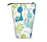 SATUSA Cute Dinosaur Print Pencil Case,Telescopic Pen Pouch,Portable Pencil Holder,Storage Cosmetic Bag
