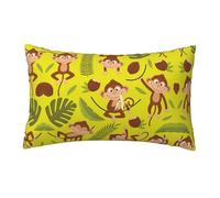 SATUSA Cute Funny Animal Monkey Banana Print Decorative Cushion Cover Pillow Cases Oblong Rectangle Throw Pillow Cover Case For Couch Sofa Bed 30 X 50 Cm