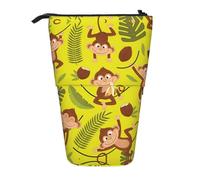 SATUSA Cute Funny Animal Monkey Banana Print Pencil Case,Telescopic Pen Pouch,Portable Pencil Holder,Storage Cosmetic Bag