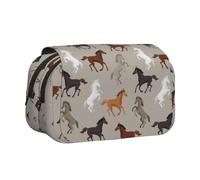 SATUSA Cute Horse Print Pencil Case Large Capacity Pen Pouch Pencil Bag with 2 Compartments Pen Holder Organizer Stationery Bag