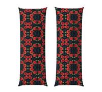 SATUSA Cyan Flower Bud And Red Flower Print Body Pillow Cover 20x60 In Body Pillow Case Long Pillowcase With Zipper