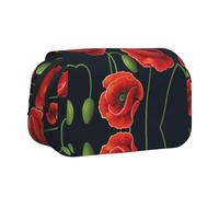 SATUSA Cyan Flower Bud and Red Flower Print Pencil Case Large Capacity Pen Pouch Pencil Bag with 2 Compartments Pen Holder Organizer Stationery Bag