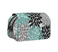 SATUSA Dahlia Flower Print Pencil Case Large Capacity Pen Pouch Pencil Bag with 2 Compartments Pen Holder Organizer Stationery Bag