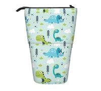 SATUSA Dinosaur Pattern Print Pencil Case,Telescopic Pen Pouch,Portable Pencil Holder,Storage Cosmetic Bag