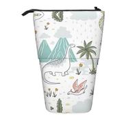 SATUSA Dinosaur Walking Print Pencil Case,Telescopic Pen Pouch,Portable Pencil Holder,Storage Cosmetic Bag