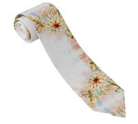SATUSA Flying Dragonflies Lily Flower Print Men'S Necktie Fashionable Polyester Necktie Wedding,Business,Party, Skinny Design,Father'S Day Gift