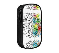 SATUSA Geometry Brain Image with Science Print Pencil Case Coin Key Card Bag Purse Large Pen Pouch for Kids Boys School Office
